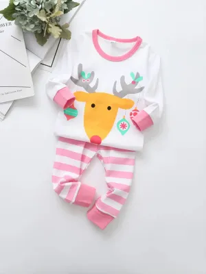 Girls Pretty Reindeer Pajamas