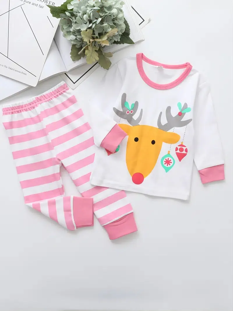 Girls Pretty Reindeer Pajamas