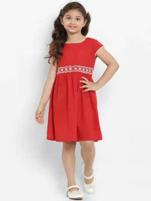 Girls Red A-Line Dress