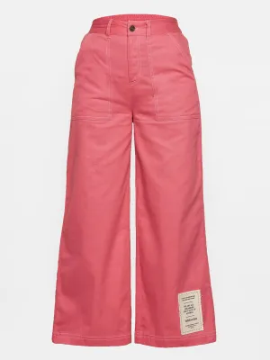 Girls Red Contrast Thread Twill Straight Pants - Lyush Kids