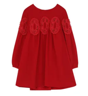 Girls Red Crepe Dress