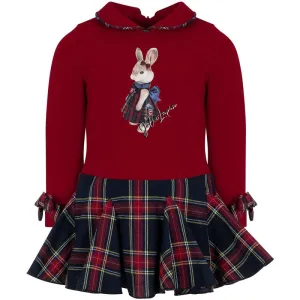 Girls Red Rabbit Tartan Dress