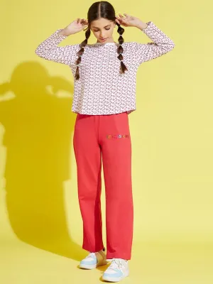 Girls Red Terry Love-Is-Love Pants - Lyush Kids