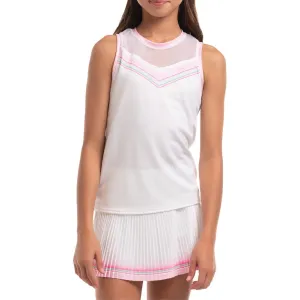 Girl's Retro Deco Tie Back Tennis Tank White