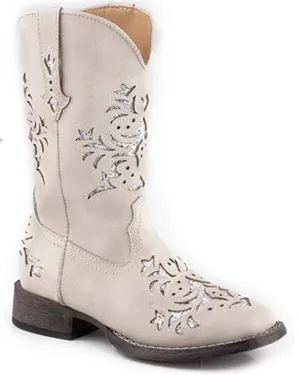 Girl's Roper Lola White Square Toe Boots