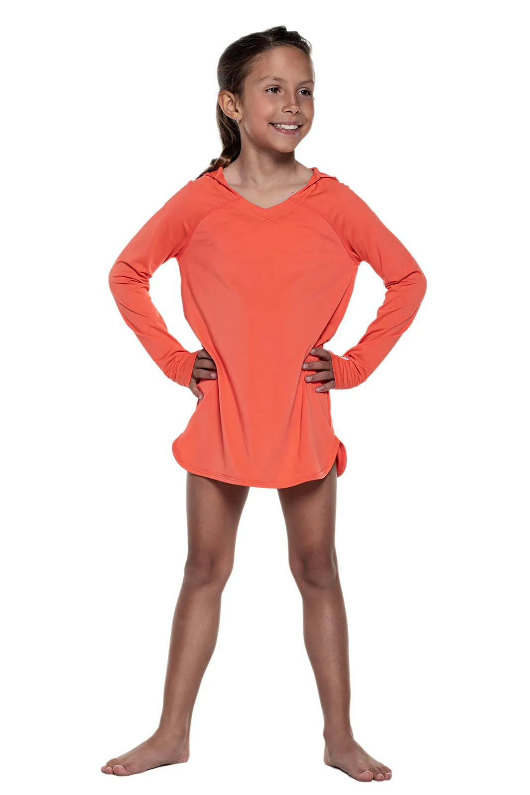 Girl's Seacoast Swim Cover-Up Dress  |  Vivid Coral