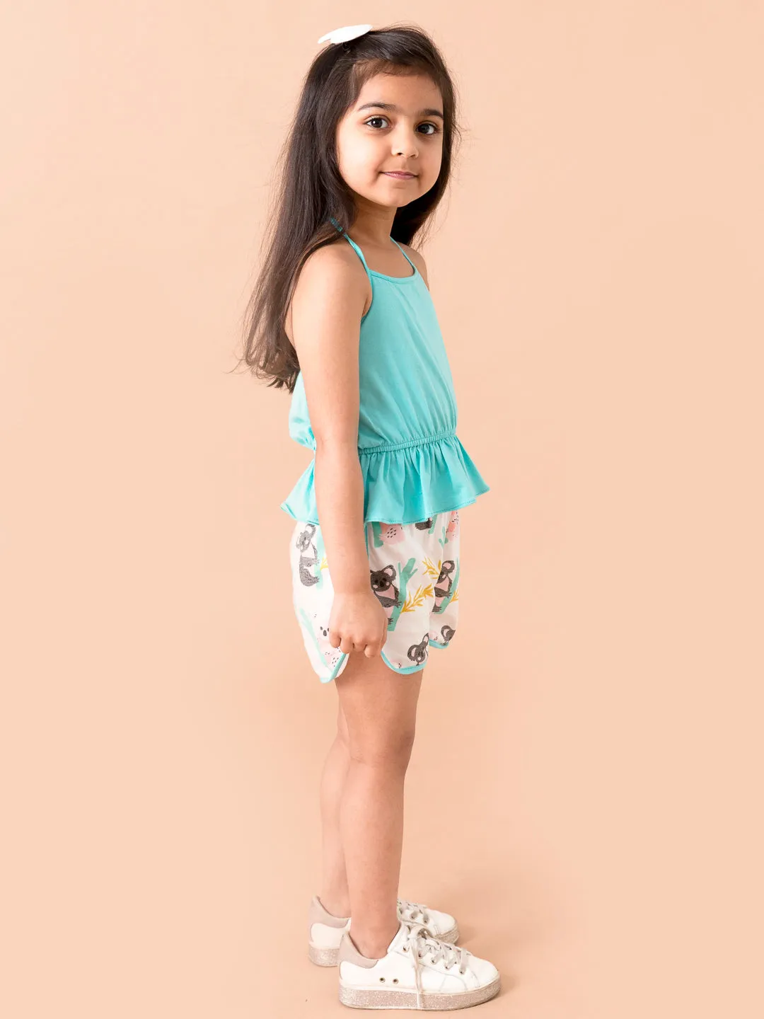 Girls Sh-Whitejungle Shorts Set - Ps Peaches