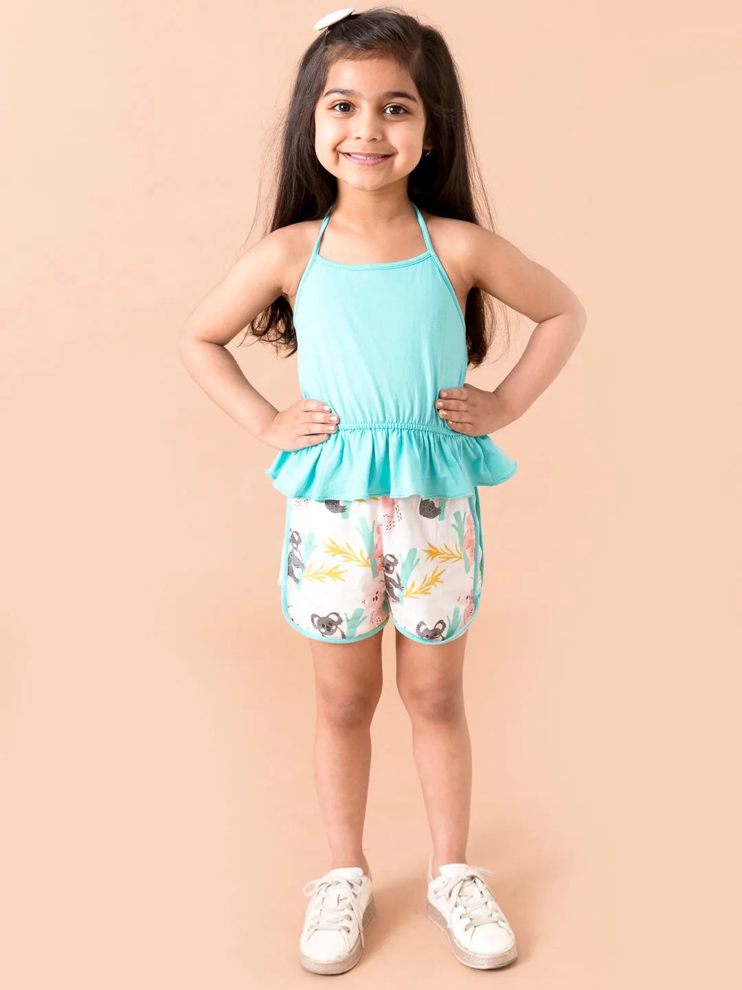 Girls Sh-Whitejungle Shorts Set - Ps Peaches