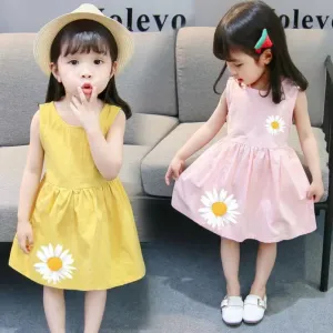 Girls' Summer Dress Dress Cotton New 2024 Baby Princess Dress Children Korean Style Western Style Sleeveless Vest Dress