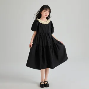 Girls' Summer Dress Dress  New Children's Summer Thin Skirt Medium and Big Children's Western Style Bubble Sleeve Princess Dress