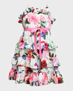 Girls Tiered Ruffle Floral Dress, Size 5-6 Marchesa Notte Mini