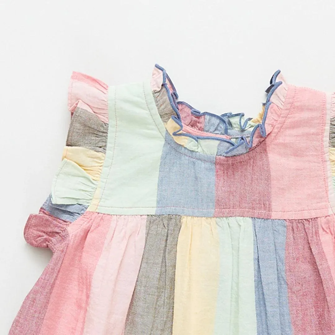 Girls Top | Morrison - Mutli Wide Stripe | Pink Chicken