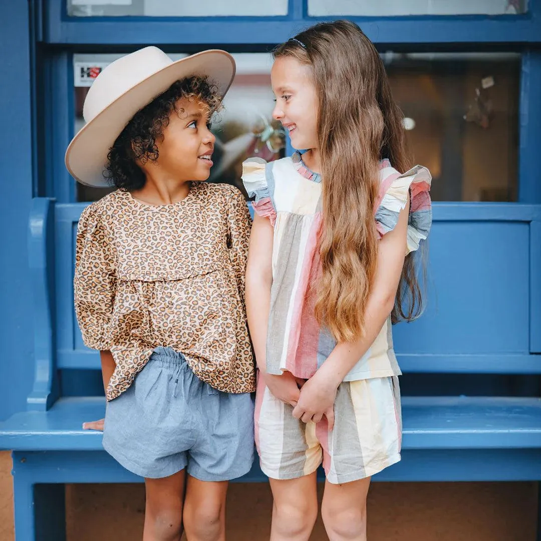 Girls Top | Morrison - Mutli Wide Stripe | Pink Chicken