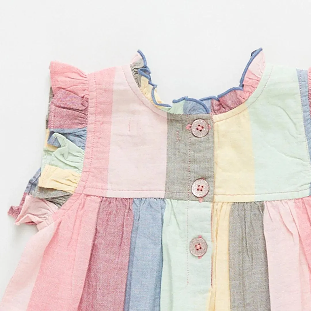 Girls Top | Morrison - Mutli Wide Stripe | Pink Chicken