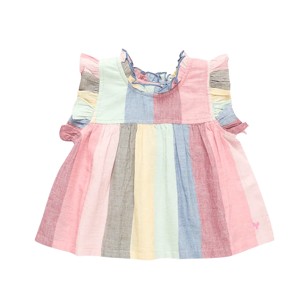 Girls Top | Morrison - Mutli Wide Stripe | Pink Chicken