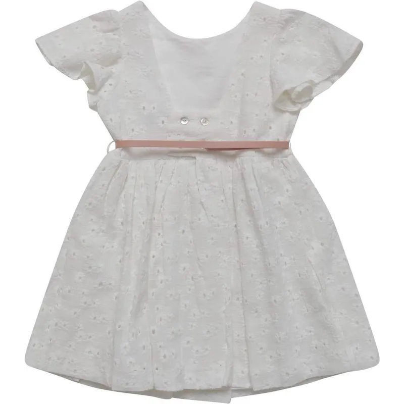 Girls White Dress with Glitter Star Belt