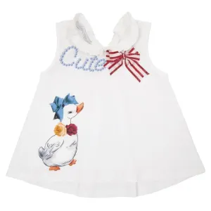 Girls White 'Duck' Top