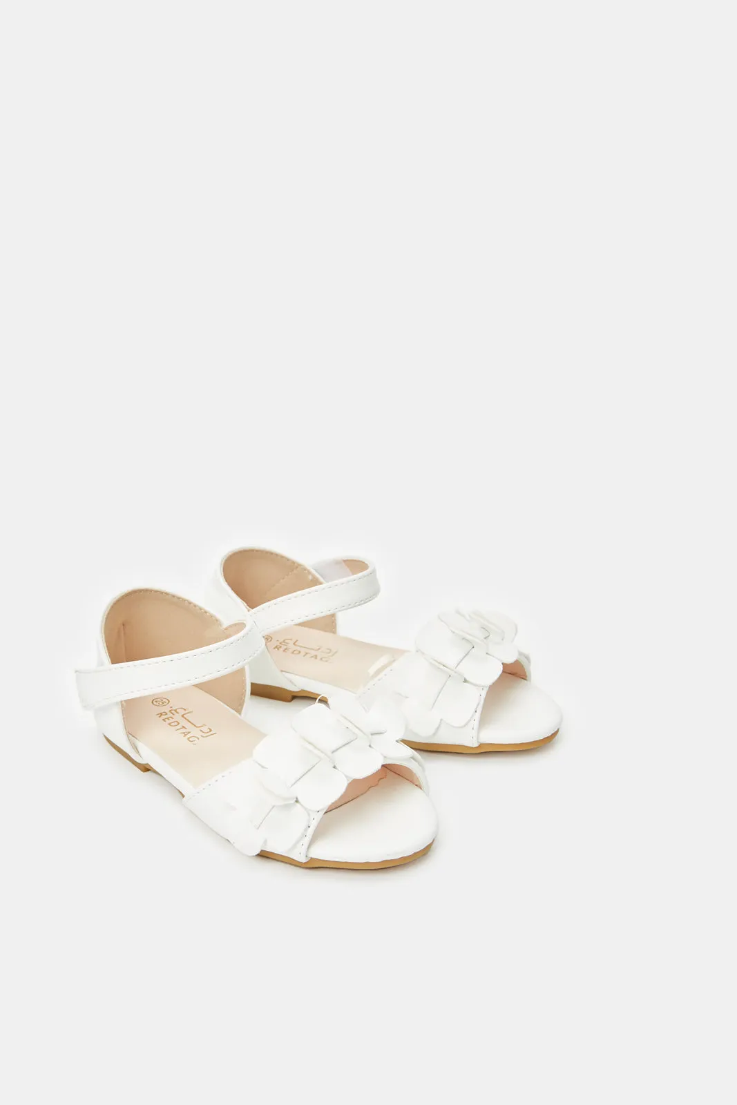 Girls White Embellished Strap Sandals