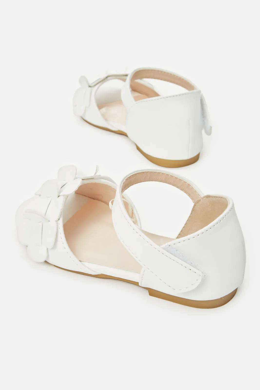 Girls White Embellished Strap Sandals