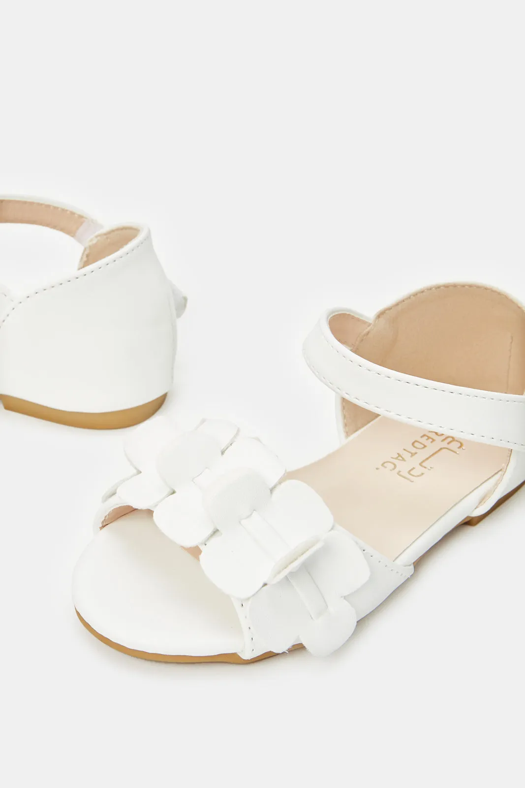 Girls White Embellished Strap Sandals