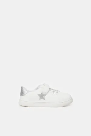 Girls White Star Trim Sneaker