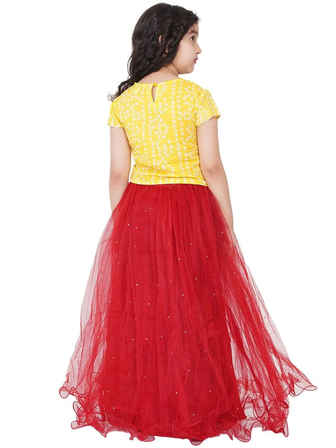 Girl's Yellow & Red Printed Ready to Wear Lehenga Choli - NOZ2TOZ KIDS