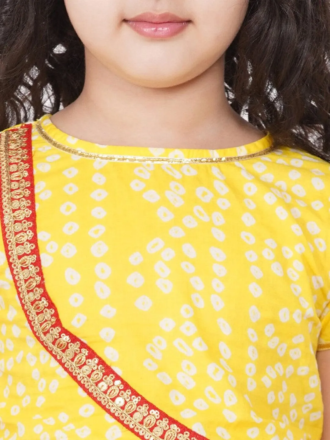 Girl's Yellow & Red Printed Ready to Wear Lehenga Choli - NOZ2TOZ KIDS