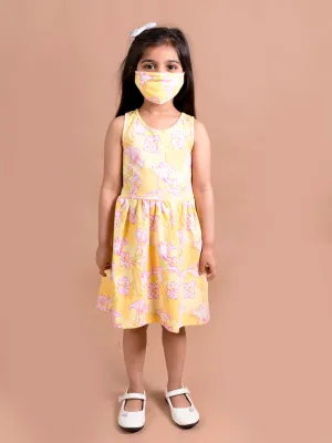 Girls Yellow Pink Floral Dress - Ps Peaches