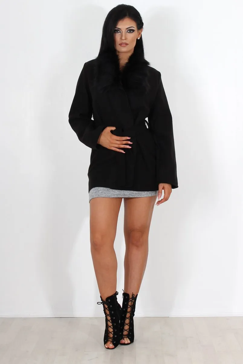 Gisa Black Fur Waterfall Jacket