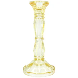 Gisela Graham 10cm Yellow Moulded Glass Candle Stick