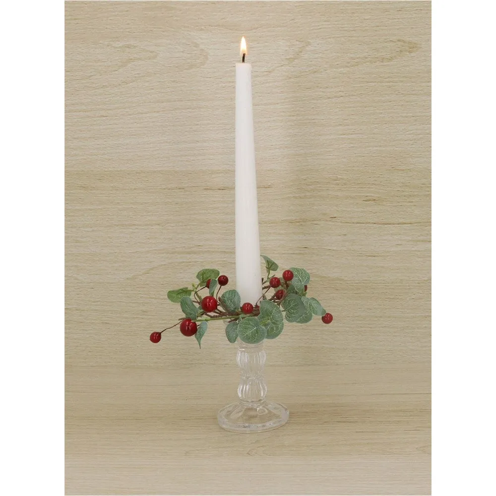 Gisela Graham 17cm Red Berry Eucalyptus Candle Ring