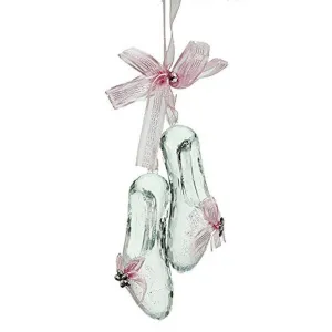 Gisela Graham 7cm Clear Ballet Shoes with Pink Ribbon