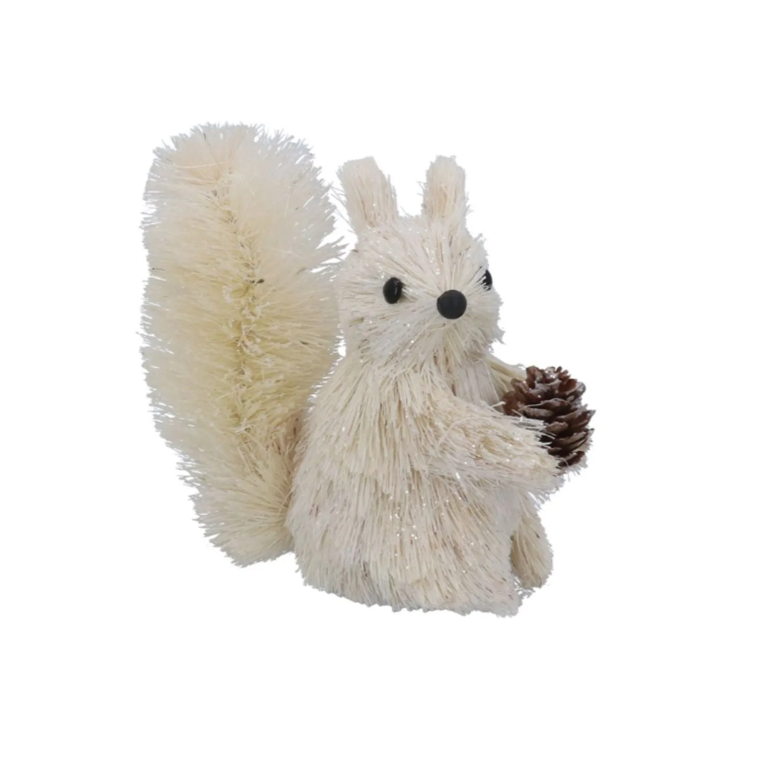 Gisela Graham 9cm White Squirrel Bristle Ornaments