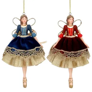 Gisela Graham Blue/Red  Resin Fairy Hanging Decoration (Choice of 2)