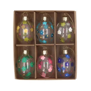 Gisela Graham Glass Egg Hanging Decorations (Box of 6)