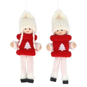 Gisela Graham Knitted Boy/Girl Hanging Decoration (Choice of 2)