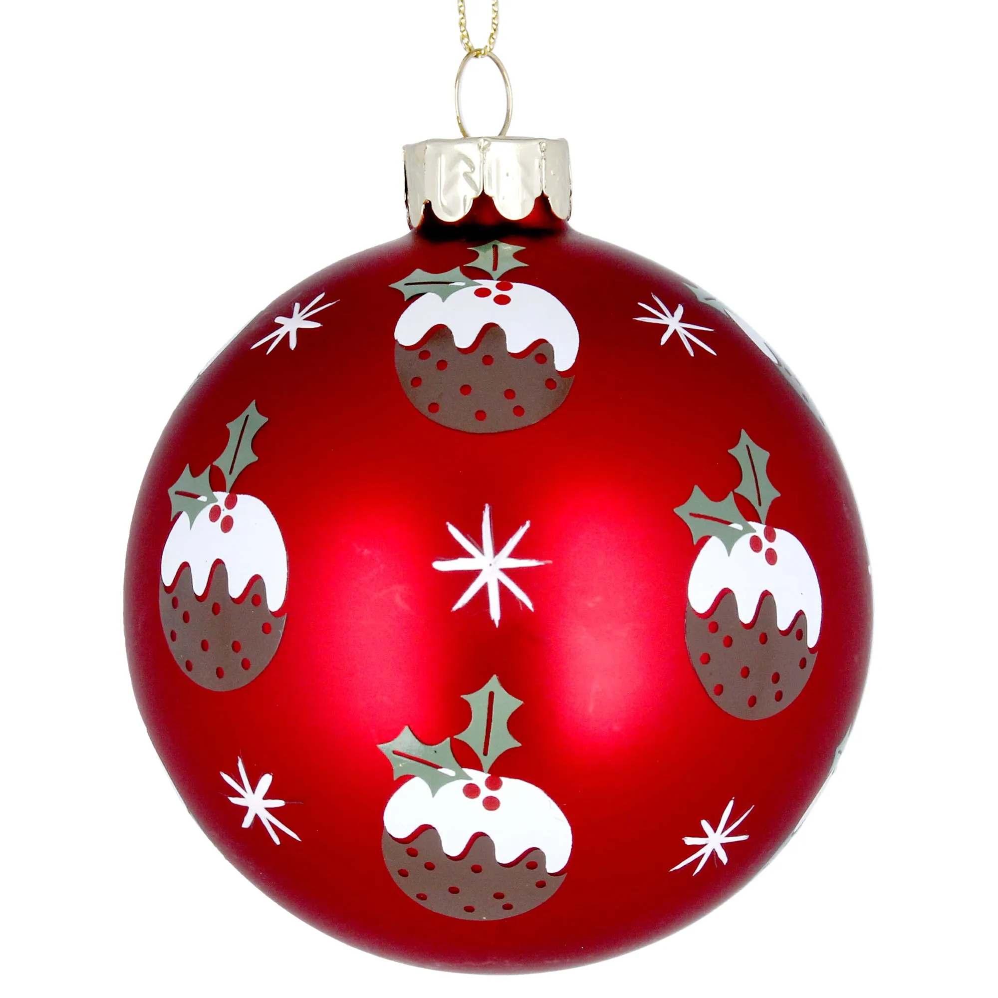 Gisela Graham Matt Red Christmas Puddings Bauble