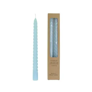 Gisela Graham Pack of 2 Pastel Blue Twist Taper Candle