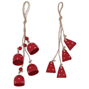 Gisela Graham Red Polka Dot Tin Bell Clusters (Choice of 2)