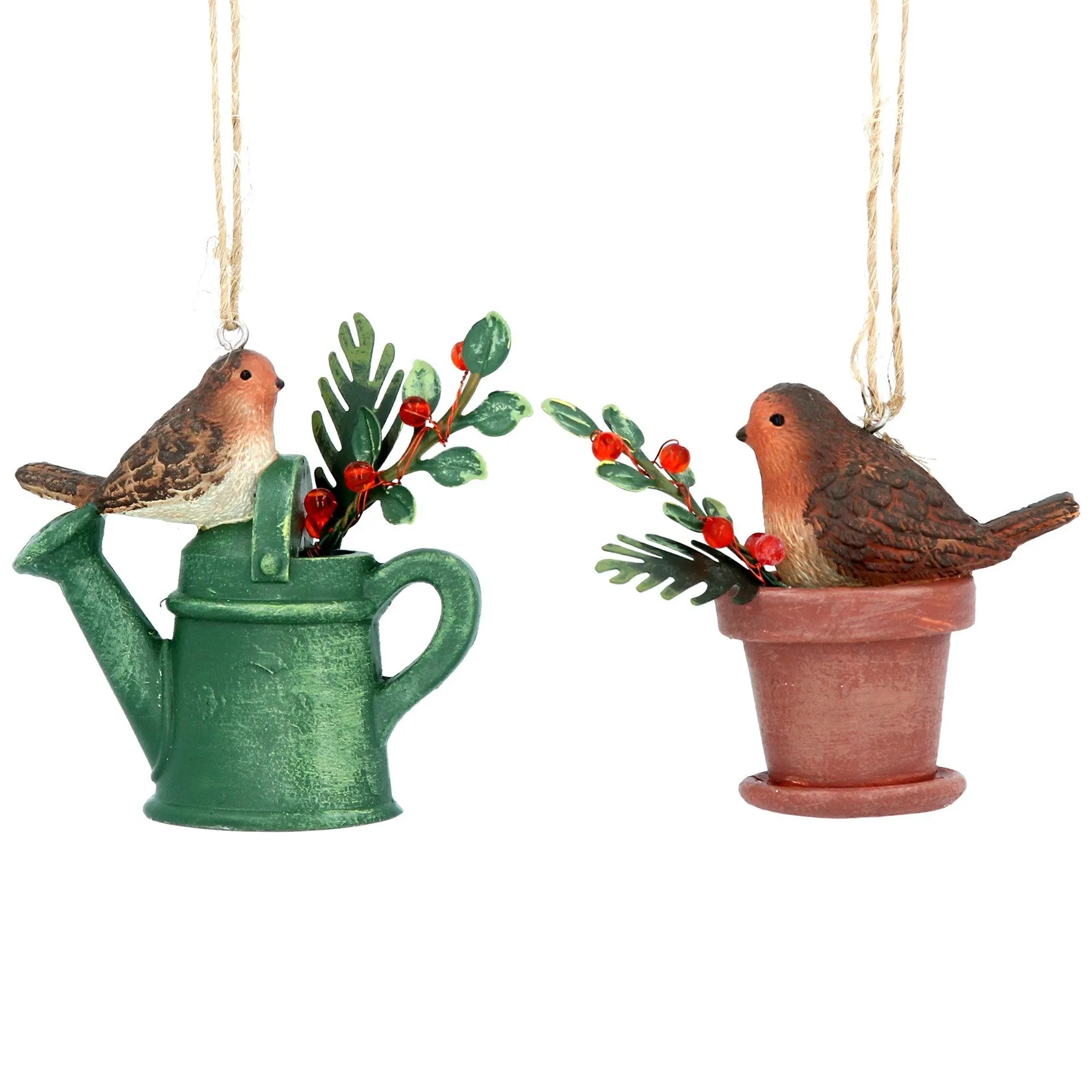 Gisela Graham Resin 6cm Robin on Watering Can (Choice of 2)