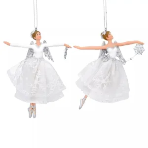 Gisela Graham White/Silver Resin Dancing Fairy Hanging Decoration