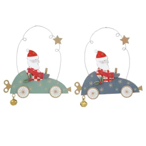 Gisela Graham Wood 10cm Santa in Car (Choice of 2)