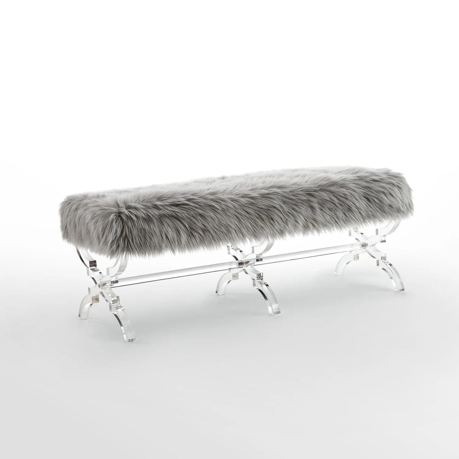 Giselle Faux Fur X-Leg Bench