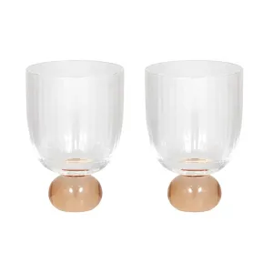 Giselle S/2 Ribbed Goblet - Peach