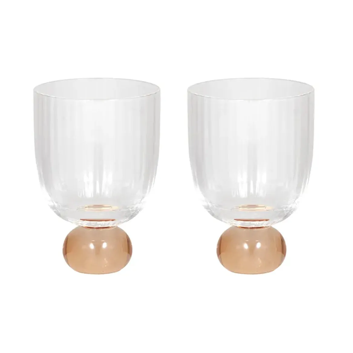 Giselle S/2 Ribbed Goblet - Peach