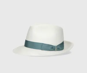 Giulietta Panama Hat White Ribbon Petrol