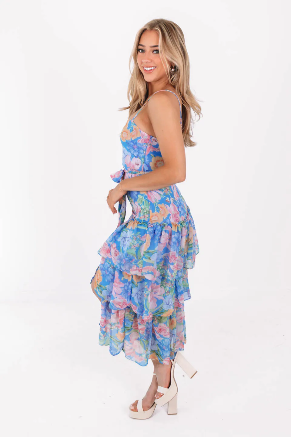 Give Me Butterflies Midi Dress - Blue