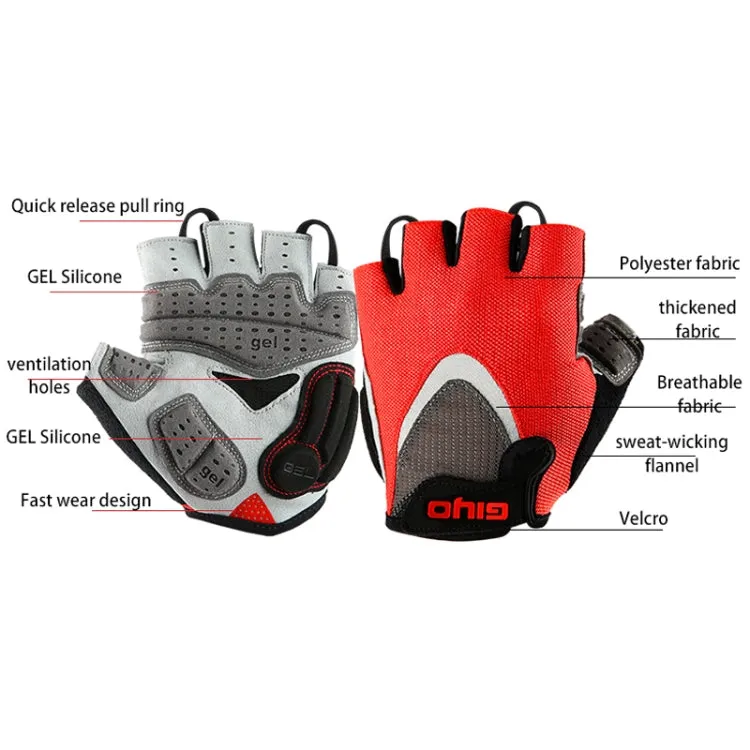 GIYO S-01 GEL Shockproof Cycling Half Finger Gloves Anti-slip Bicycle Gloves, Size: M(Red)