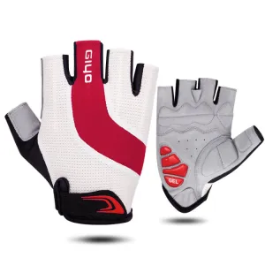 GIYO S-14 Bicycle Half Finger Gloves GEL Shock Absorbing Palm Pad Gloves, Size: M(Red)