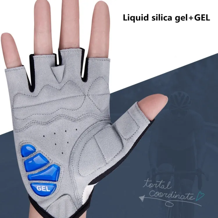 GIYO S-14 Bicycle Half Finger Gloves GEL Shock Absorbing Palm Pad Gloves, Size: XL(Gray)